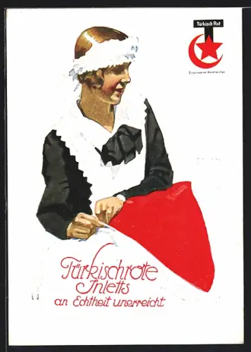Künstler-AK Ludwig Hohlwein: Türkischrote Inlets an Echtheit unerreicht, Reklame