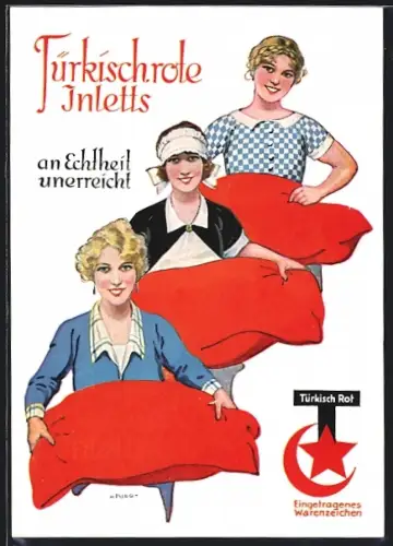 Künstler-AK Türkischrote Inletts, Eingetragenes Warenzeichen, Reklame