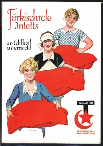 Künstler-AK Türkischrote Inletts, Eingetragenes Warenzeichen, Reklame