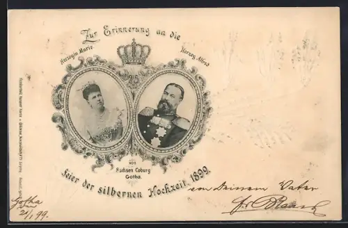 AK Silberne Hochzeit des Herzogpaares von Sachsen-Coburg-Gotha 1899