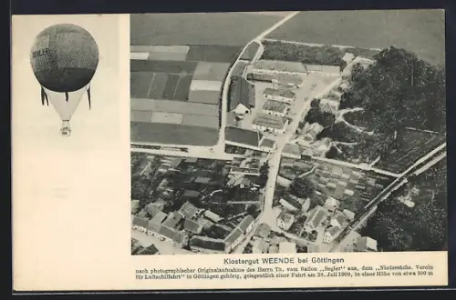 AK Weende b. Göttingen, Klostergut vom Ballon Segler aus