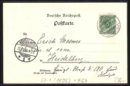 Vorläufer-Lithographie Strassburg i. E., 1895, Münster, Frauen in Tracht