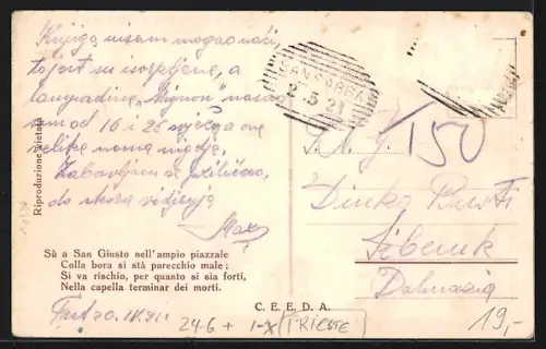 Künstler-AK Trieste, La Bora, San Giusto, Unwetter