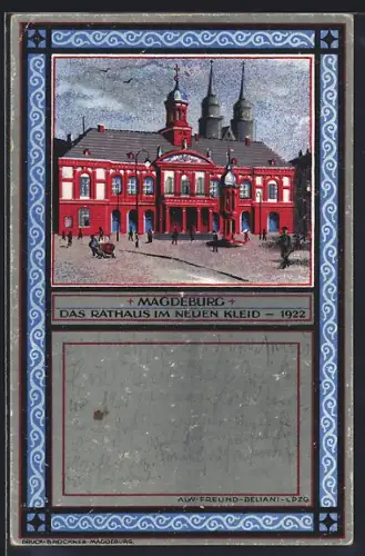 Künstler-AK Alwin Freund: Magdeburg, Ausstellung Miama 1922, Rathaus