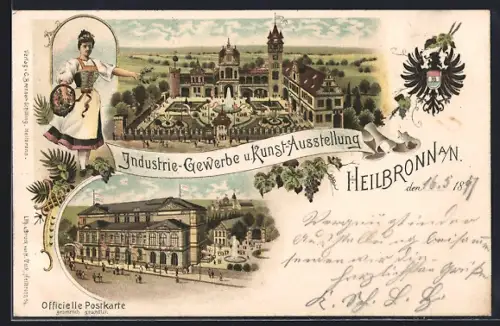 Lithographie Heilbronn a. N., Industrie-Gewerbe u. Kunst-Ausstellung, Tracht