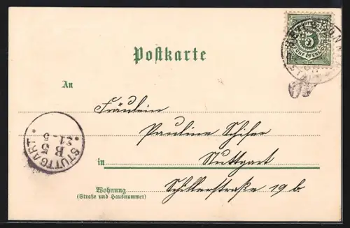 Lithographie Heilbronn, Gewerbe- u. Industrie-Ausstellung 1897, Totalansicht mit Parkanlage