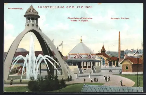 AK Görlitz, Niederschl. Gewerbe- und Industrie-Ausstellung 1905, Chocoladen-Fabrikation Mattke & Sydow, Raupach-Pavillon
