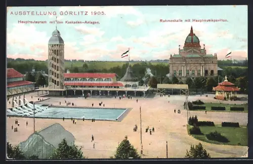 AK Görlitz, Niederschlesische Gewerbe- u. Industrie-Ausstellung 1905, Hauptrestaurant, Ruhmeshalle