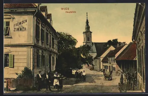 AK Wies /Stmk., Gasthof mit Fremdenzimmer am Hauptplatz