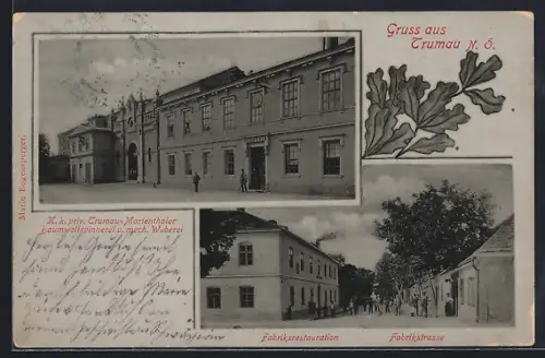 AK Trumau /N. Ö., K. k. priv. Trumau-Marienthaler Baumwollspinnerei u. mech. Weberei, Fabriksrestauration