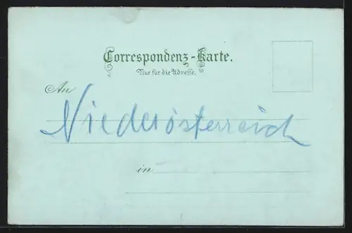 Mondschein-Lithographie Pöggstall, Gasthof J. Mötzer, Ruine Mollenburg, Ortsansicht