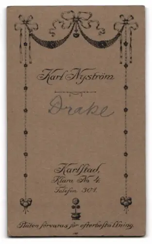 Fotografie Karl Nyström, Karlstad, Klara No 4, Drake als junger Mann