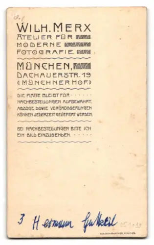 Fotografie Wilhelm Merx, München, Dachauerstr. 19, Hermann G. als kleines Kind