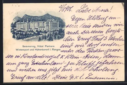 Lithographie Semmering, Hotel Panhans