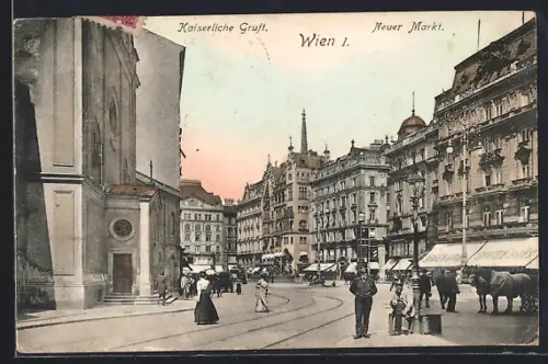 AK Wien, Neuer Markt mit Kaiserlicher Gruft