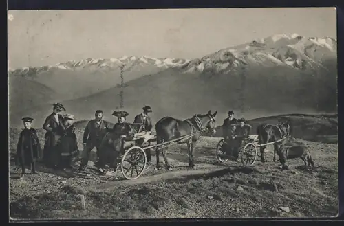 AK Schmittenhöhe, Leute mit Bergwagen