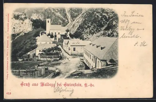 AK Waldegg bei Gutenstein, Strassenpartie zur Kirche im Ort