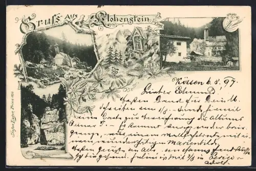 AK Kössen /Tirol, Maria Klobenstein, Kirche, Entenloch, Ortspartie