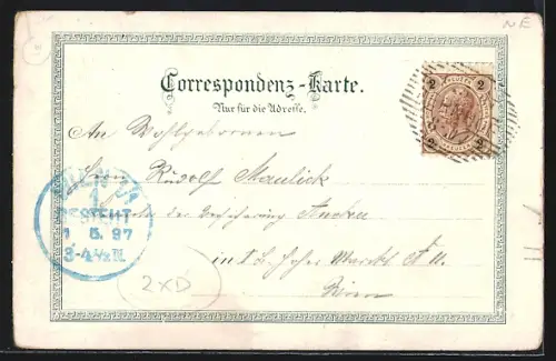 Lithographie Kernhof, Restaurant Schreiner, Gasthaus, Ortsansicht