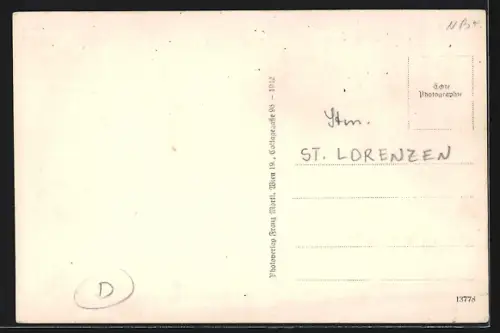 AK St. Lorenzen a. Wechsel, Strassenansicht mit Kirche