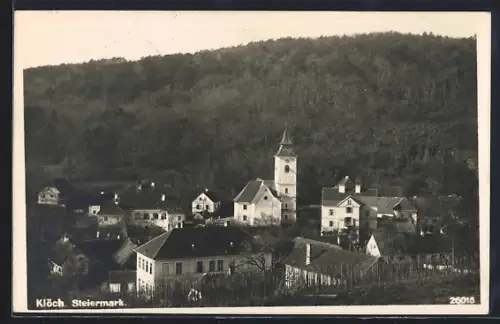 AK Klöch /Steiermark, Ortsansicht mit der Kirche