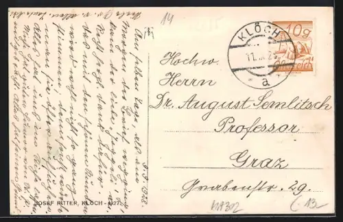 AK Klöch /Steiermark, Ortsansicht mit der Kirche