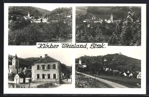 AK Klöch, Volksschule, Teilansicht mit Kirche