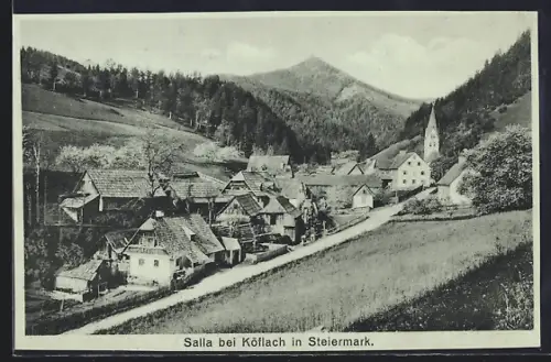 AK Salla bei Köflach, Ortsansicht aus der Vogelschau