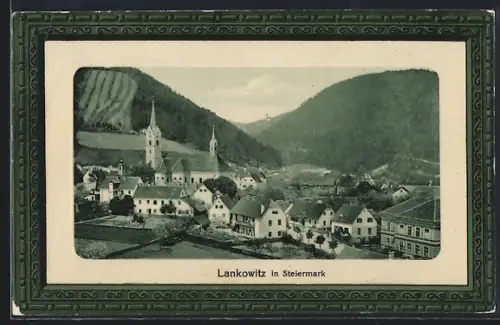 AK Maria Lankowitz in Steiermark, Teilansicht mit Kirche, Passepartout