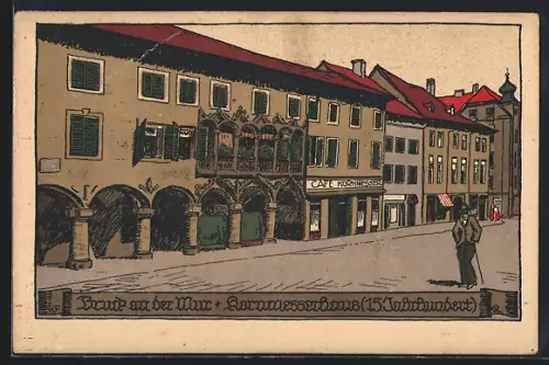 Steindruck-AK Bruck a. d. Mur, Kornmesserhaus aus dem 15. Jahrhundert mit Cafe Kornmesser