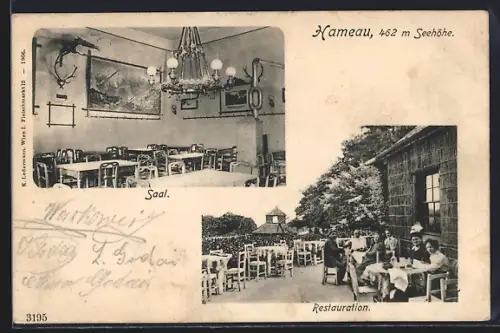 AK Wien-Hameau, Restauration, Saal und Terrasse