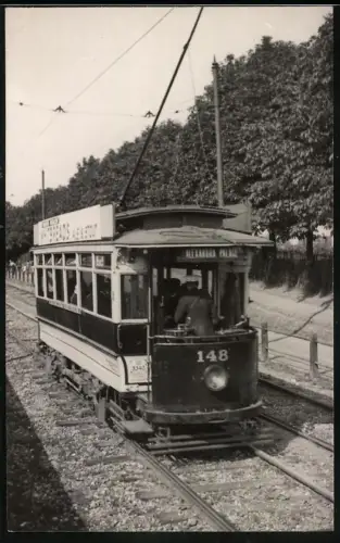 Fotografie W. J. Haynes, Lewisham, englische Strassenbahn No. 148, Fahrtziel Alexandra Palace