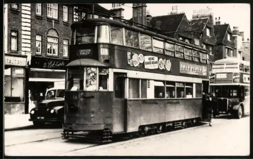 Fotografie englische Strassenbahn Linie 18, Fahrtziel Croydon Purley
