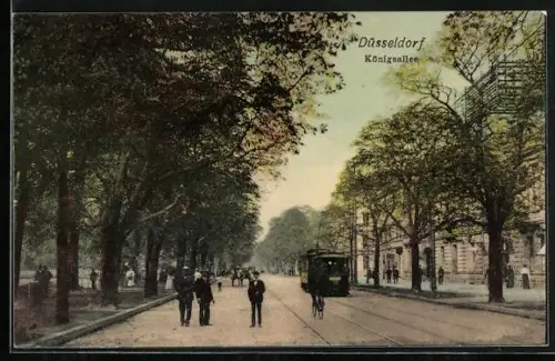 AK Düsseldorf, Königsallee mit Strassenbahn