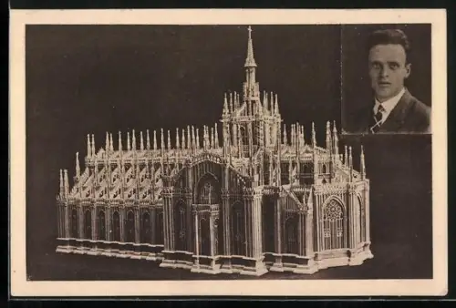 AK Prtrait Erich Winkler, Modellbau Mailänder Dom