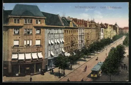 AK Düsseldorf, Graf Adolfstrasse, Strassenbahn