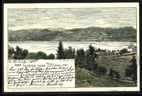Künstler-AK Hermann Daur: Titisee-Neustadt, Landschaftsblick