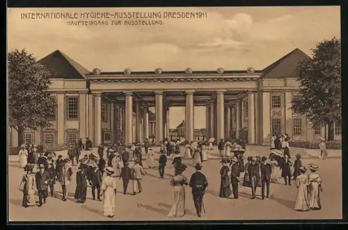 AK Dresden, Internationale Hygiene-Ausstellung 1911, Haupteingang zur Ausstellung