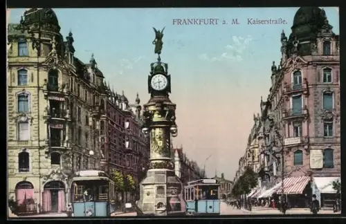 AK Frankfurt, Kaiserstrasse mit Strassenbahn