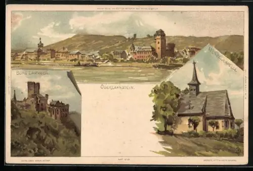 Künstler-AK Carl Biese: Oberlahnstein, Burg Lahneck, Ansicht der Wenzelskapelle