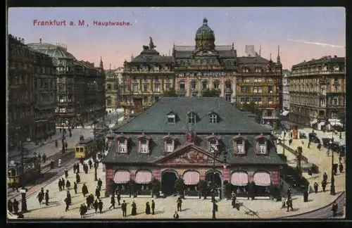 AK Frankfurt a. M., Die Hauptwache aus der Vogelschau