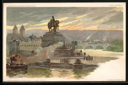 Künstler-AK P. Schmohl: Koblenz, Kaiser Wilhelm-Denkmal