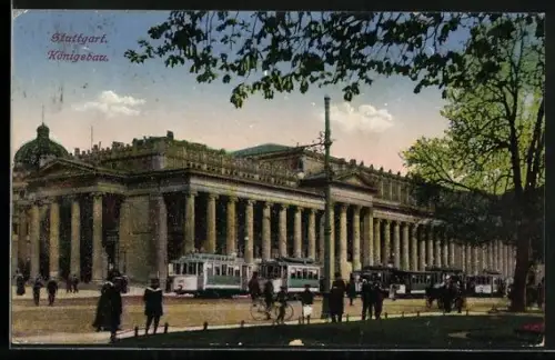 AK Stuttgart, Strassenbahnen am Königsbau