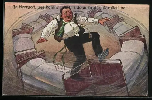AK Bayer im Betten-Karusell