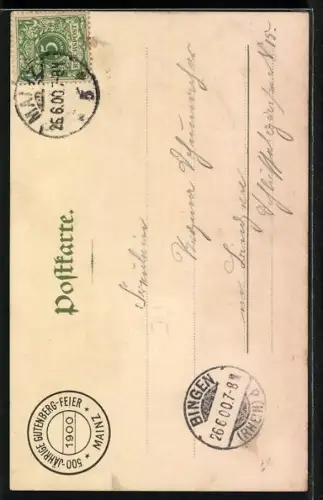 AK Mainz, 500. Gutenbergfeier, 1400-1900, Johann Gensfleisch zu Gutenberg