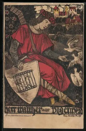 Künstler-AK Rudolf Schiestl: Herr Walther von der Vogelweide