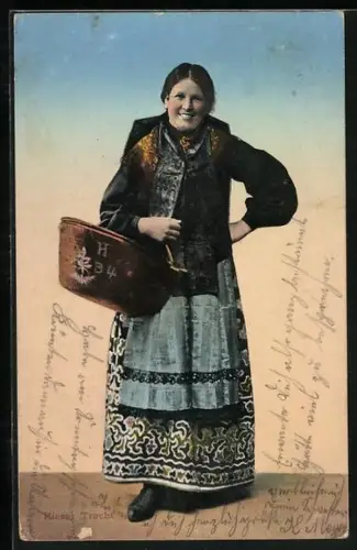 AK Mädchen in Rieser Tracht