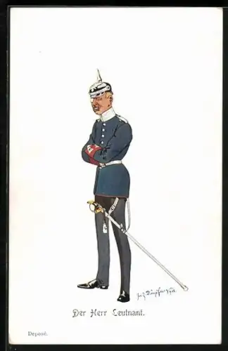 Künstler-AK Fritz Schönpflug: Der Herr Leutnant in Uniform