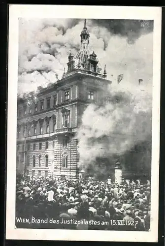 AK Wien, Brand des Justizpalastes am 15.07.1927, Litfasssäule