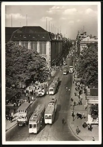 AK Berlin, Blick in die Leipziger Strasse, Strassenbahn